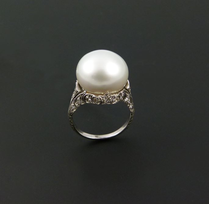Antique single stone pearl and diamond ring | MasterArt